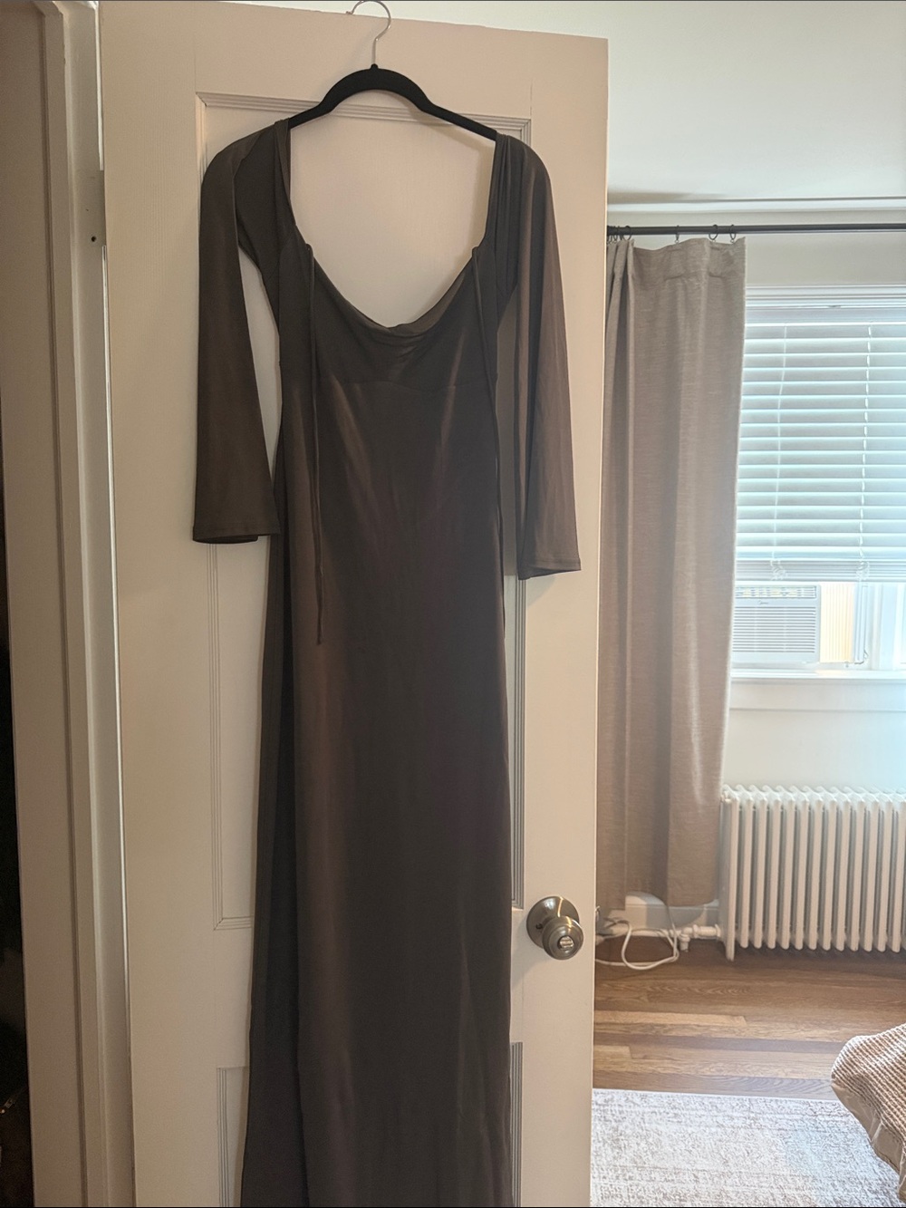 House of CB Brown Backless Long Sleeve Slip Dress